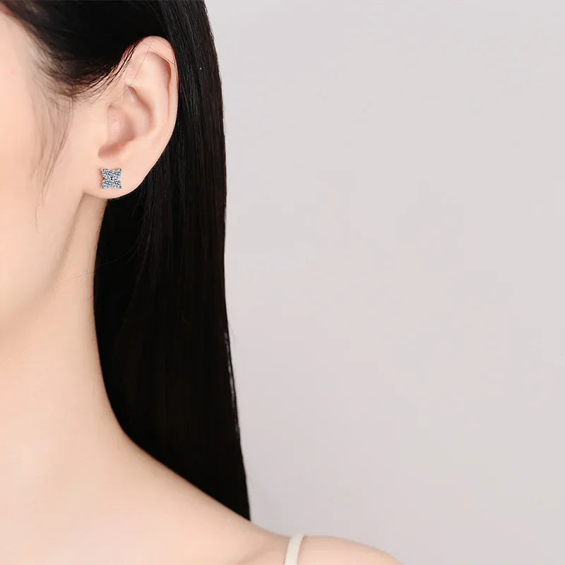 Valentine's Day 18K White Gold Daughter Wedding Fine Jewelry 0.8ct Moissnaite Diamond Women Earplug Stud Earrings Birthday Gift