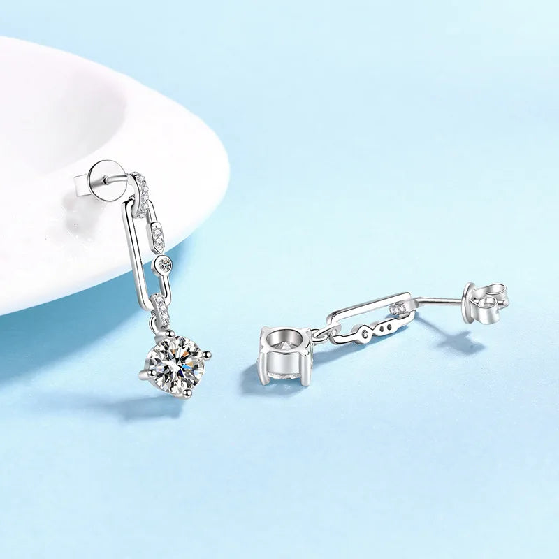 Girl Valentine's Day Tassel Long Style 18K White Gold Women Wedding Drop Earrings 1/2Carat Moissanite Diamond Girl Birthday Gift