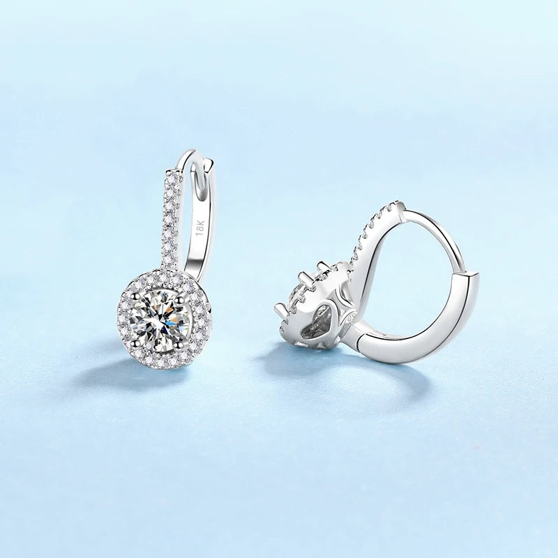 Engagement 18K White Gold Women Wedding Jewelry Drop Earrings 0.5/1CT Moissanite Diamond Girl Birthday Daughter Adult's Day Gift