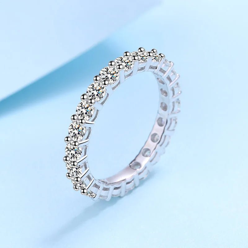 Designer Jewelry New Style 18K White Gold VVS1 D Color Moissanite Full Circle Diamond Classic Popular Rings for Wedding Women