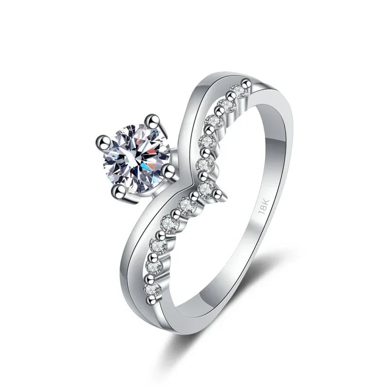 Engagement 18K White Gold Wedding Band Women Birthday Gift 0.5CT Moissanite Diamond Girl Valentine's Day PT950 Platinum Rings