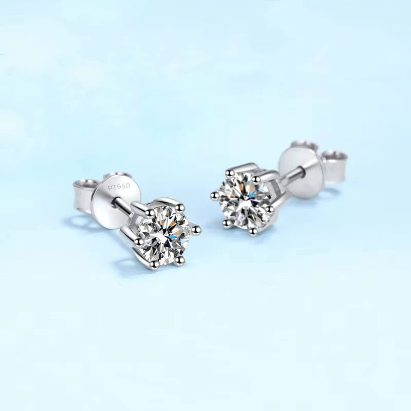 Wedding Jewelry Platinum PT950 Earplug Stud Earrings Women 0.5/1/2ct VVS1 D Color Moissanite Diamond Girl Birthday Gift Daughter
