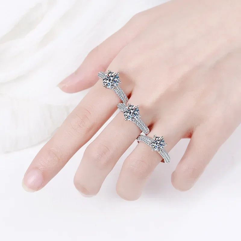 Engagement 18K White Gold Women Wedding Band 1/2CT Moissanite Diamond Girlfriend Birthday Gift Fine Jewelry PT950 Platinum Rings