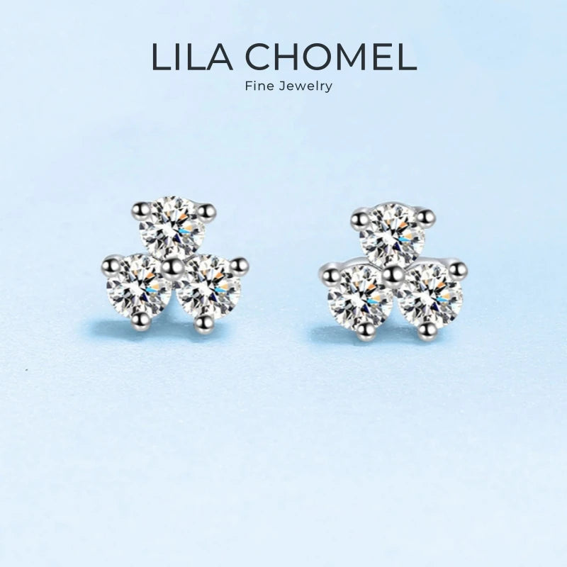 Daughter 18K White Gold Earplug Stud Earrings Women 0.6CT Moissanite Diamond Girl Valentine's Day PT950 Platinum Birthday Gift