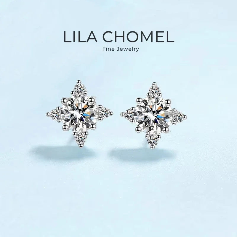 Girl Valentine's Day PT950 Platinum Earplug Stud Earrings Women Engagement 0.5/1CT Moissanite Diamond Lady Wedding Fine Jewelry