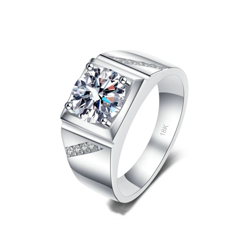 Valentine's Day PT950 Platinum Men Wedding Band 1/2CT Moissanite Diamond Engagement Boyfriend Birthday Gift 18K White Gold Rings