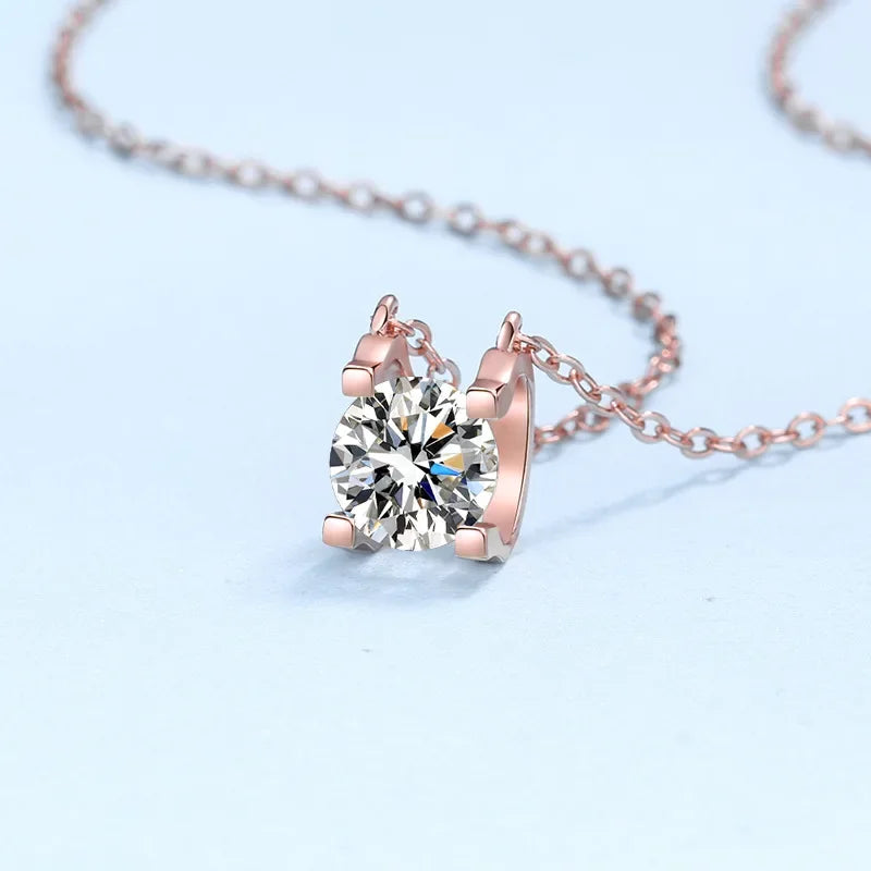 Women Engagement PT950 Platinum Wedding Necklaces Daughter Birthday Gift 0.5/1CT Moissanite Diamond Pendant Girl Valentine's Day