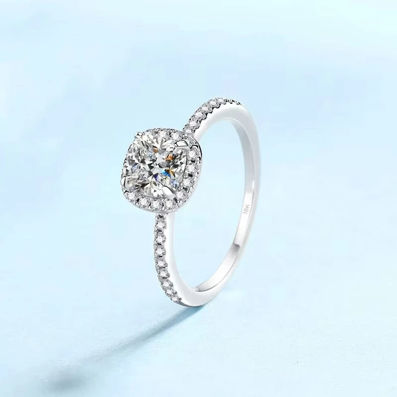 Engagement 18K White Gold Women Wedding Band 1CT VVS DColor Moissanite Diamond Girl Birthday Gift Anniversary Day Daughter Rings