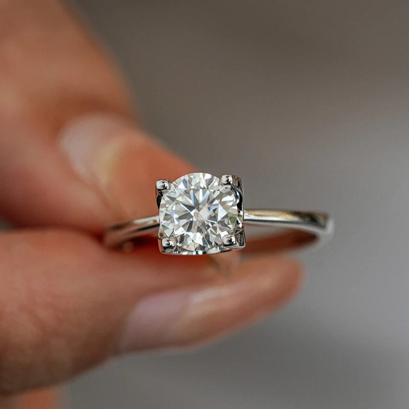 Lover Valentine's Day 18K White Gold Girl Birthday Gift 0.5/1/2/3CT Moissanite Diamond Wedding Band PT950 Platinum Women Rings