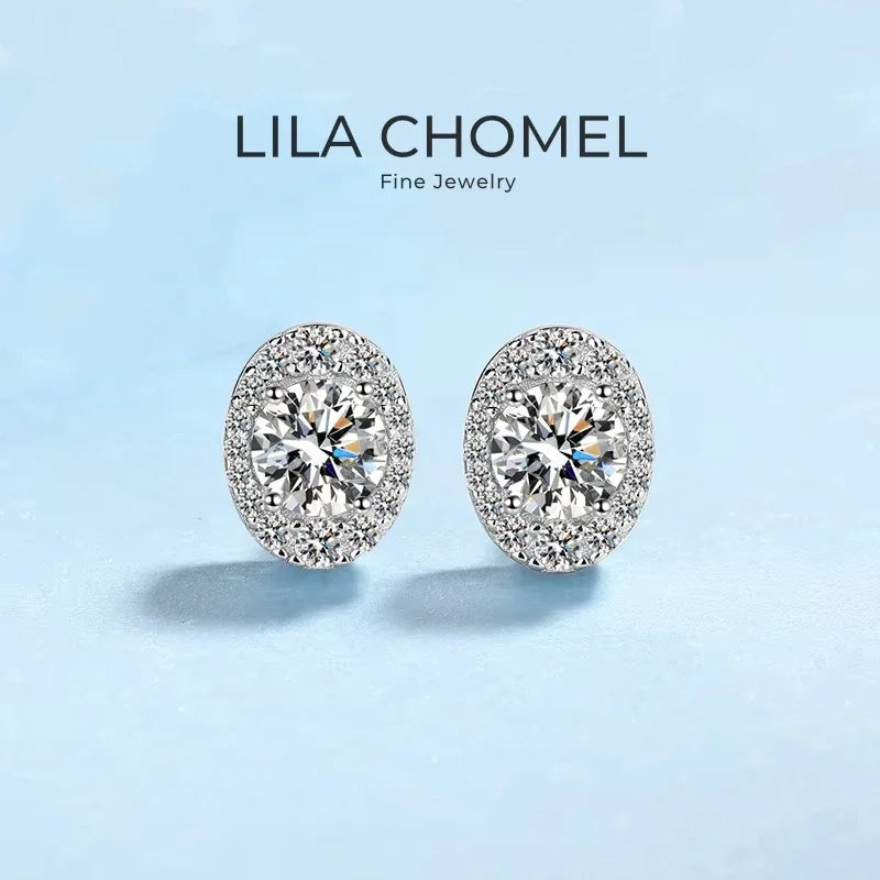 Valentine's Day PT950 Platinum Wedding Earplug Stud Earrings Women Engagement 1CT Moissanite Diamond Girlfriend Birthday Gift