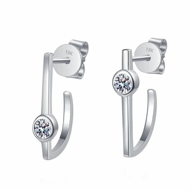Girl Birthday Gift 18K White Gold Wedding Fine Jewelry Earplug Stud Earrings Women 0.2CT Moissanite Diamond Girl Valentine's Day