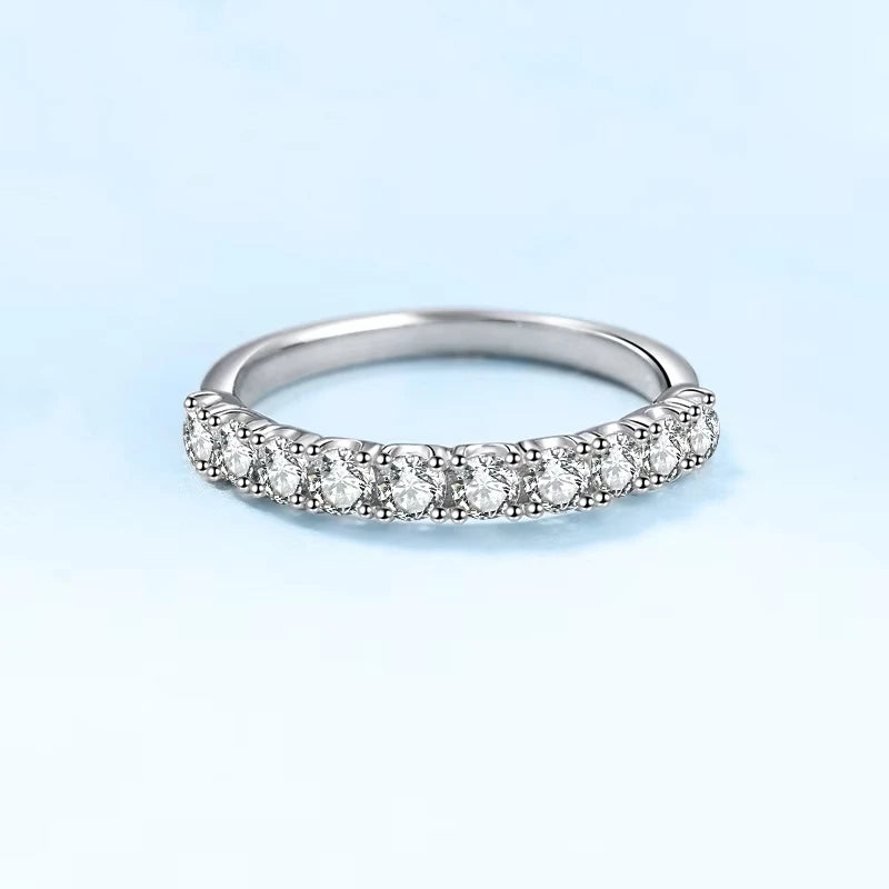 Girlfriend 18K White Gold Wedding Band VVS1 D Color 0.6/1CT Moissanite Diamond Birthday Gift Women Valentine's Day Rings Jewelry