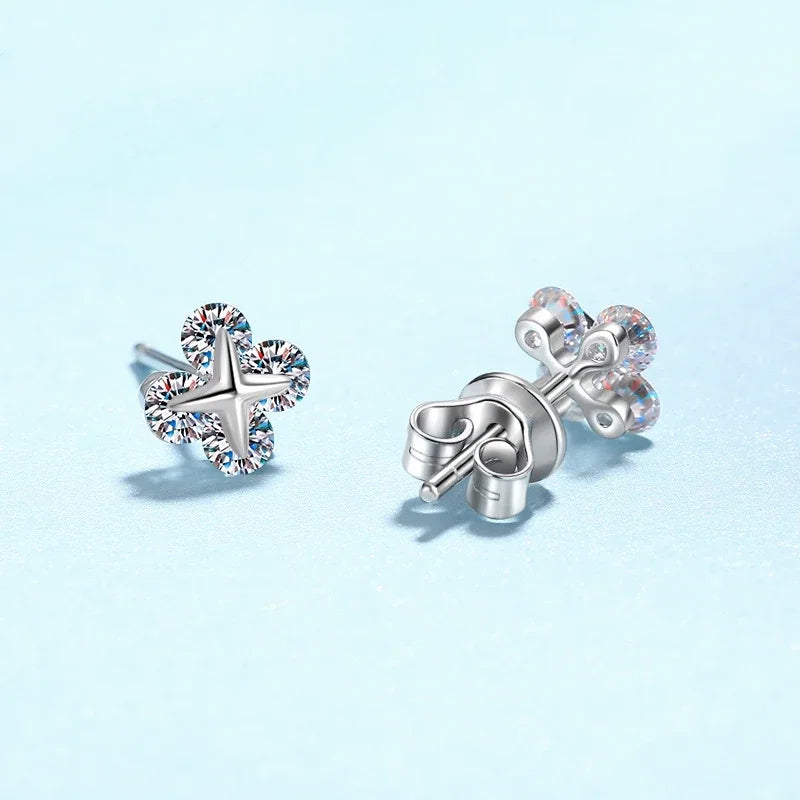 Lady Valentine's Day 18K White Gold Women Wedding Stud Earrings 0.8CT Moissanite Diamond PT950 Platinum Girl Birthday Gift Party