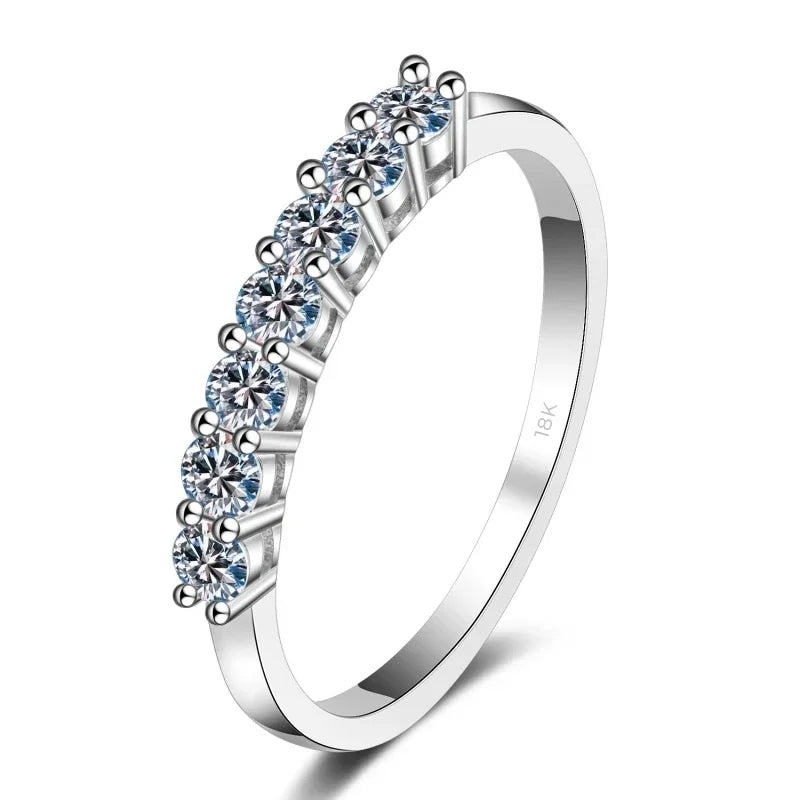 New Style 18K White Gold One Line Girl Birthday Gift Rings 0.28/0.7CT Moissanite Diamond PT950 Platinum Women Valentine's Day