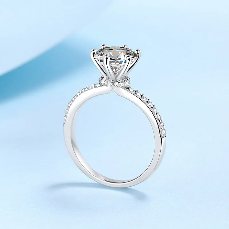 Designer Jewelry 18K White Gold 2 Carat VVS1 D Color Moissanite Diamond Six-pronged Setting Rings Wedding Accessories for Women