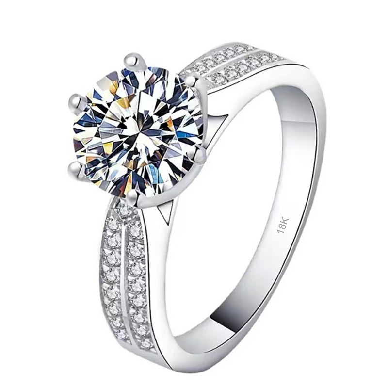 Girl Valentine's Day 18K White Gold Birthday Gift Rings 0.5/1/2/3CT Moissanite Diamond Women Wedding Band PT950 Platinum Jewelry