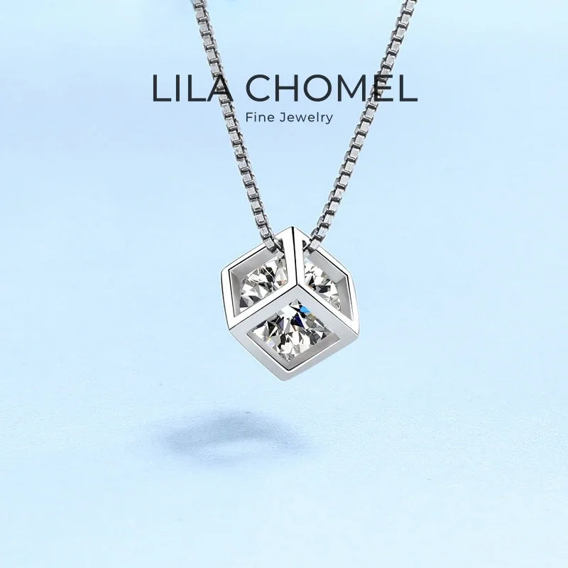 Girl Wedding Necklaces PT950 Platinum Engagement Moissanite Diamond 0.5/1CT Square Pendant Valentine's Day Women Birthday Gift
