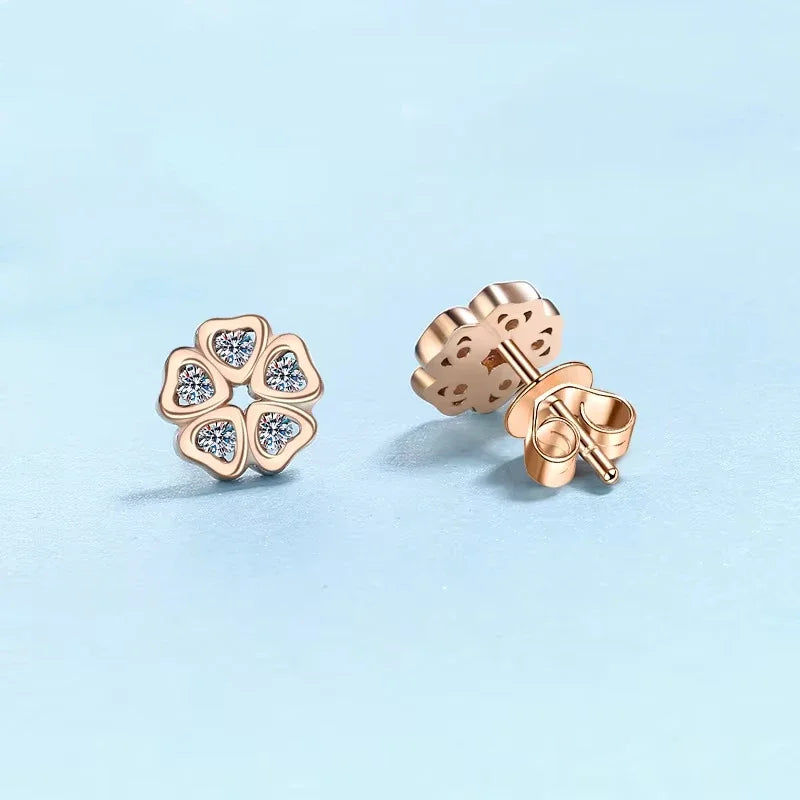 Girlfriend Birthday Gift 18K Rose Gold Earplug Stud Earrings 0.25Carat Moissanite Diamond Women Valentine's Daughter Adult's Day