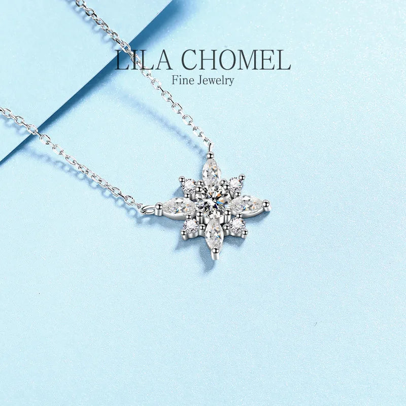 Luxury Temperame Platinum PT950 Necklace GRA Certified Moissanite Dcolor Diamond Snowflake Commuter Pendant Clavicle Chain ladys