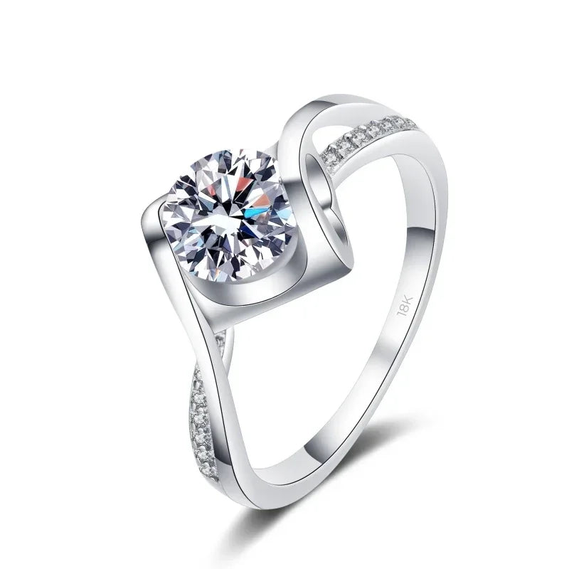 Engagement Women Rings 18K White Gold Wedding Band VVS1 D Color 1CT Moissanite Diamond Birthday Gift Girlfriend Valentine's Day