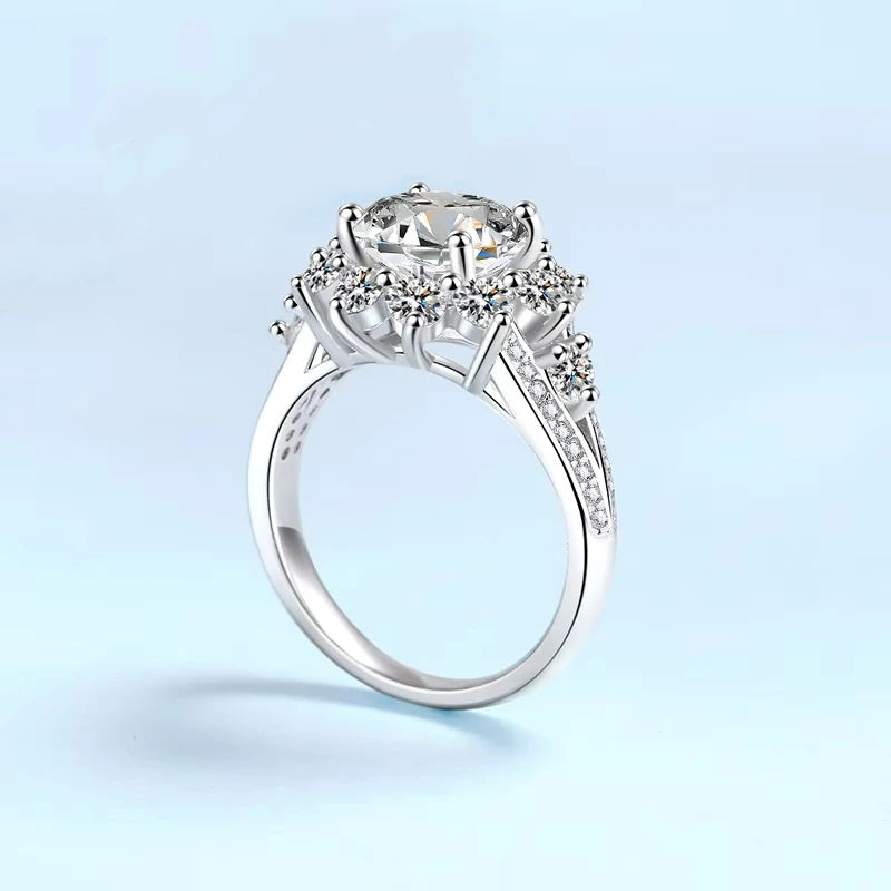 Women Valentine's Day 18K White Gold Birthday Gift Rings 3CT Moissanite Diamond Girl Romantic PT950 Platinum Wedding Band Party