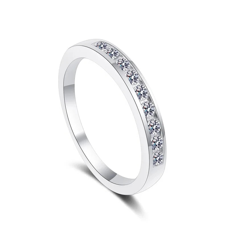 Fine Jewelry Womens Luxury PT950 Platinum Moissanite VVS1 D Color Arrange Diamond 0.27CT Round Sparkling Simple Ring for Female