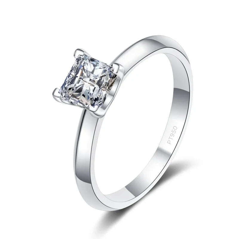 Fine Jewelry Wedding Band PT950 Platinum Square VVS1 D Color 1/2CT Moissanite Diamond Women Engagement Rings Girl Birthday Gift