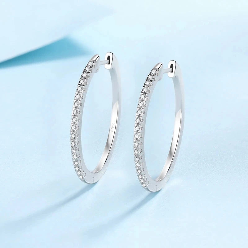 Fine Jewelry PT950 Platinum Full Moissanite Hoop Earrings Women Sparkling 0.54 Carat Diamond daily style to family Gift Classic