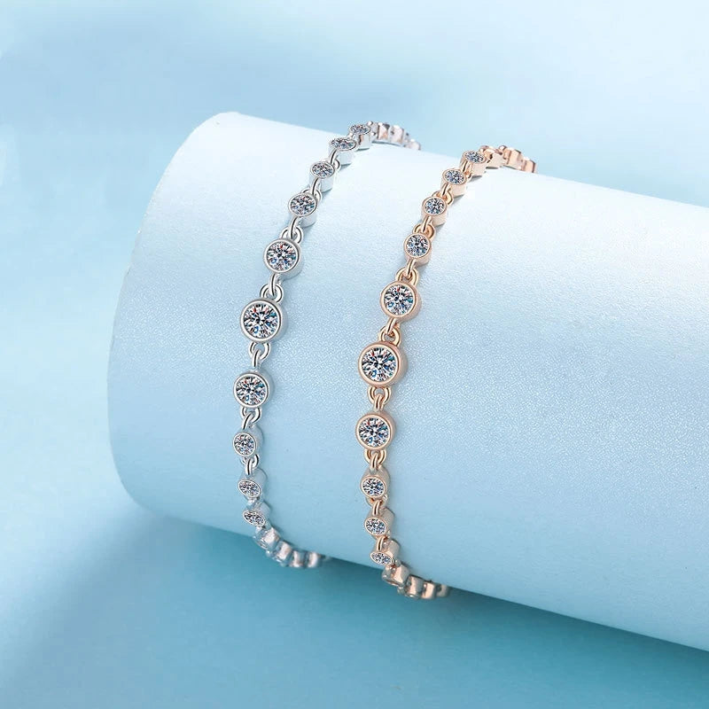 Daughter Adult's Day Gift 18K White/Rose Gold Bracelets 0.84CT Moissanite Diamond Women Valentine's Day PT950 Girl Birthday Gift