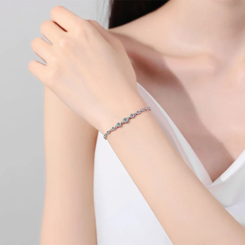 Daughter Adult's Day Gift 18K White/Rose Gold Bracelets 0.84CT Moissanite Diamond Women Valentine's Day PT950 Girl Birthday Gift
