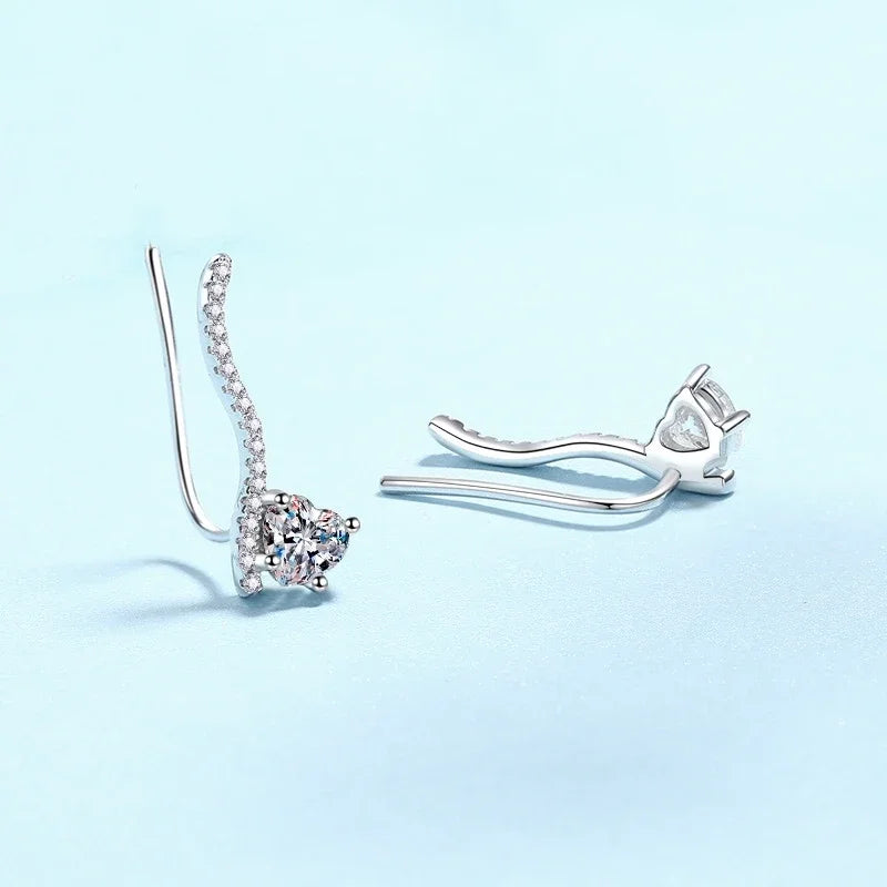 Girlfriend Birthday Gift 18K White Gold Women Wedding Stud Earrings 1CT Moissanite Diamond PT950 Platinum Lady Valentine's Day