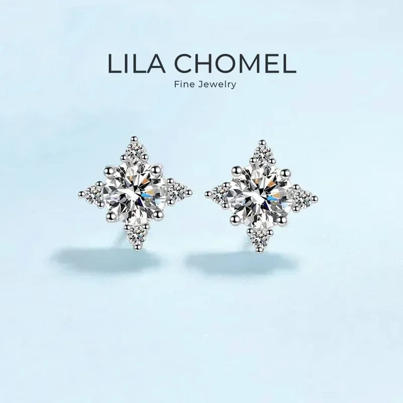 Girl Birthday Gift 18K White Gold Earplug Stud Earrings Women Wedding 1/0.5CT Moissanite Diamond PT950 Platinum Valentine's Day