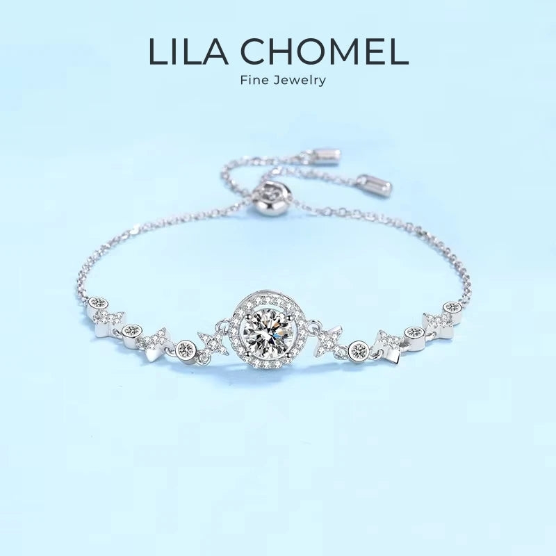 Daughter Birthday Gift 18K White Gold Bracelets Women Wedding 1CT Moissanite Diamond PT950 Platinum Girlfriend Valentine's Day