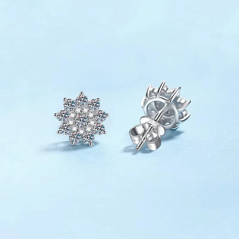 Women Valentine's Day 18K White Gold Wedding Stud Earrings 0.708CT Moissanite Diamond PT950 Platinum Girlfriend Birthday Gift