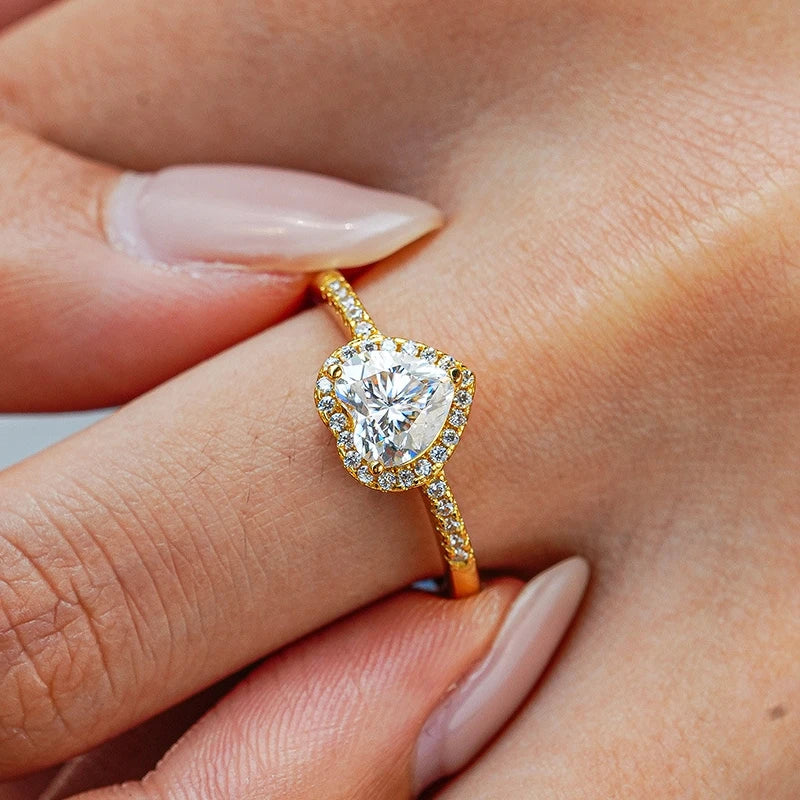 Girlfriend Valentine's Day 18K Gold Birthday Gift Rings 1CT Moissanite Diamond Women Engagement Lover Wedding Band Fine Jewelry