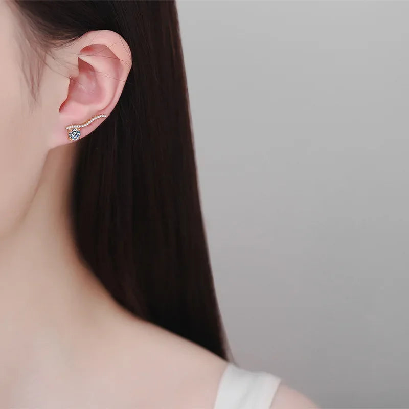 Lover Valentine's Day 18K Rose Gold Girl Stud Earrings Daughter Birthday Gift 1CT Moissanite Diamond Women Wedding Fine Jewelry