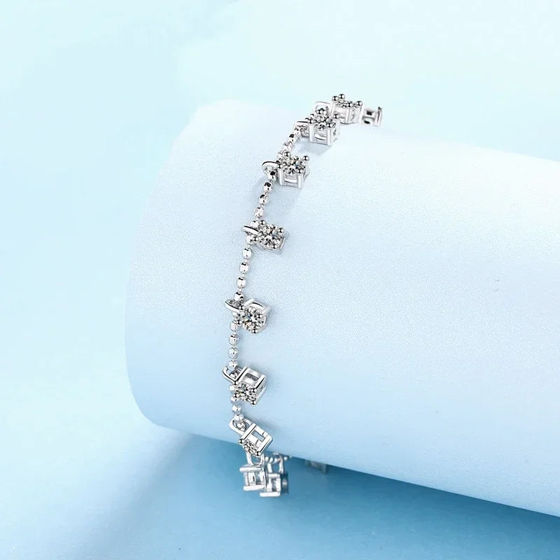 Daughter Birthday Gift 18K White Gold Bracelets 1.3/3.9CT Moissanite Diamond Women Wedding PT950 Platinum Girl Valentine's Day