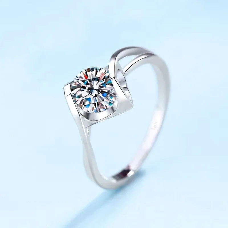Girl Birthday Gift 18K White Gold Women Wedding Band Moissanite Diamond VVS D Color 0.5/1CT Valentine's Day PT950 Platinum Rings