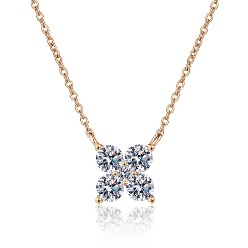Colares de ouro rosa 18K para namorada, joias finas para casamento, dia dos namorados, 1,26 ct, diamante moissanite, presente de aniversário para filha