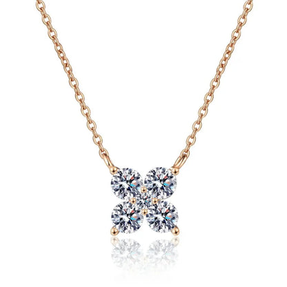Colares de ouro rosa 18K para namorada, joias finas para casamento, dia dos namorados, 1,26 ct, diamante moissanite, presente de aniversário para filha