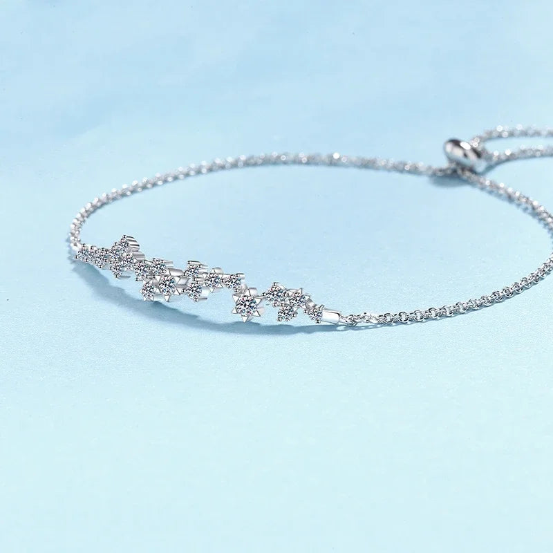 Pulseiras femininas de ouro branco 18K para o Dia dos Namorados, 0,58 ct, diamante moissanita, presente de aniversário para filha, joias finas de platina PT950