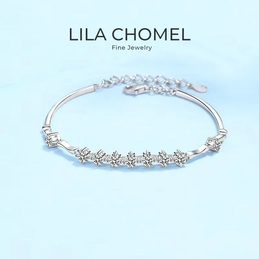 Wedding Jewelry 18K White Gold Bracelets Girlfriend Birthday Gift 1.35CT Moissanite Diamond PT950 Platinum Women Valentine's Day