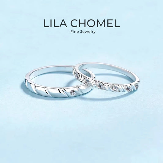 Lovers PT950 Platinum Women Men Wedding Bands Moissanite Diamond 0.12/0.25CT Girl Boy Birthday Gift Daughter Rings Fine Jewelry