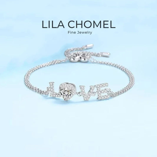 Daughter Birthday Gift 18K White Gold Bracelets Women Wedding Jewelry Moissanite Diamond 0.5CT Girl Valentine's Day Heart LOVER