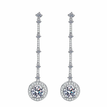 Girl Birthday Gift 18K White Gold Wedding Drop Earrings 2CT Moissanite Diamond Women Valentine's Day PT950 Platinum Fine Jewelry