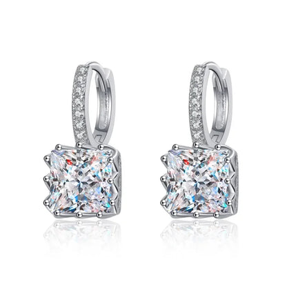 Girlfriend Birthday Gift Platinum PT950 Women's Wedding 1/2/4CT Square Moissanite Diamond Drop Earrings Jewelry Valentine's Day