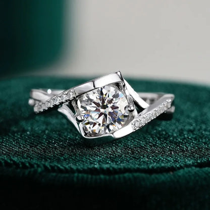 Girl Valentine's Day 18K White Gold Rings 0.5/1CT Moissanite Diamond Women Birthday Gift PT950 Platinum Wedding Band Jewelry