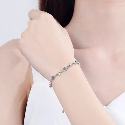 Pulseiras de platina PT950 para presente de aniversário de filha e namorada, dia dos namorados, 3,5 ct, diamante moissanite, joias finas para casamento