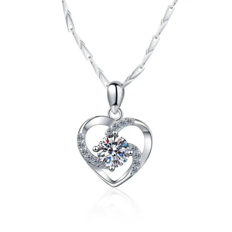 Colar de coração de platina PT950 para presente de aniversário de namorada, joia de casamento para filha, diamante moissanita 0,8 ct, dia dos namorados