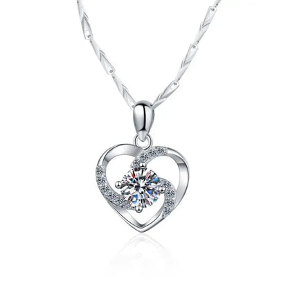 Colar de coração de platina PT950 para presente de aniversário de namorada, joia de casamento para filha, diamante moissanita 0,8 ct, dia dos namorados